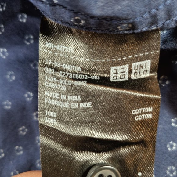 Uniqlo Shirt Men Large Navy Blue Regular Fit Short Sleeve Casual Button Up - Picture 12 of 12